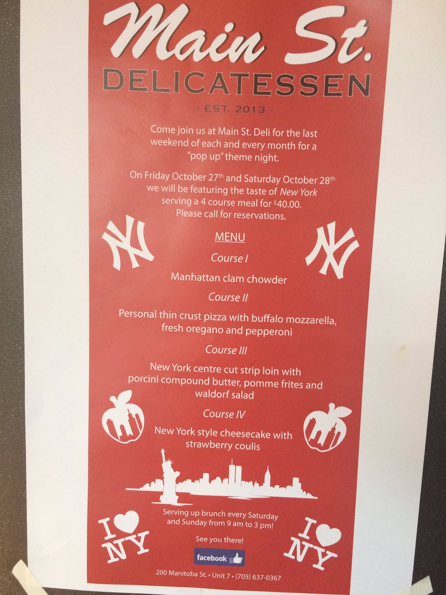 Bright Lights, Big City! Join us on Friday October 27th and Saturday October 28th as we bring the Big Apple to #muskoka #Bracebridge with a 4 course meal featuring the taste of #NewYork.