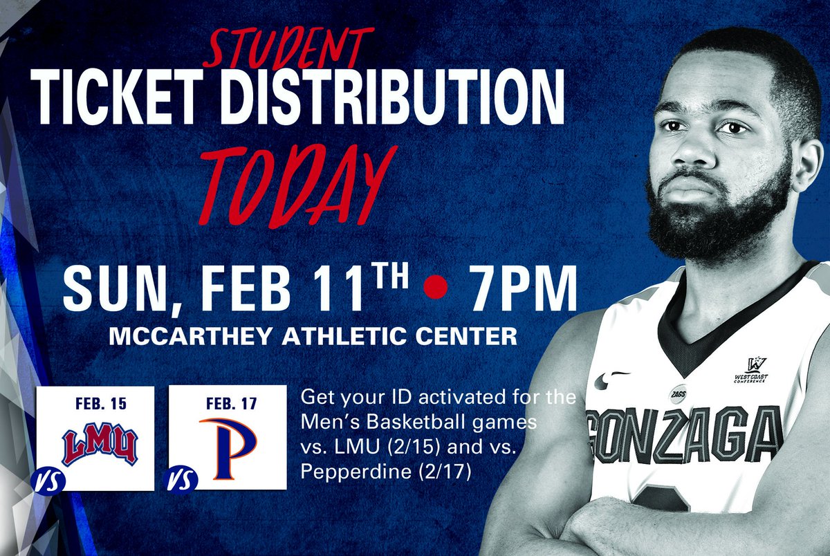 GU Students! Ticket Distribution is TODAY for <a href="/ZagMBB/">Gonzaga Basketball</a>! Hope to see you all there! #GoZags