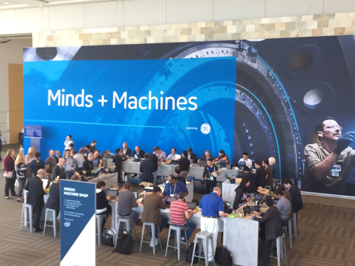 Tersteeg's tweet photo. Predix developer Machine Shop has been buzzing all yesterday and today! #GEMM17 #predix #iamintel Hope we don't run out of kits. https://t.co/QmDzTa0dfP