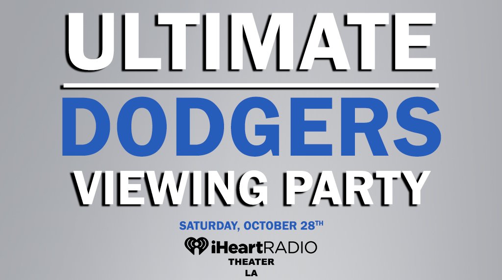 Hey #Dodgers Fans! Retweet this for a shot to win a 4-pack of tix to our Dodgers Viewing Party @iHeartTheaterLA in Burbank THIS Sat, 10/28!