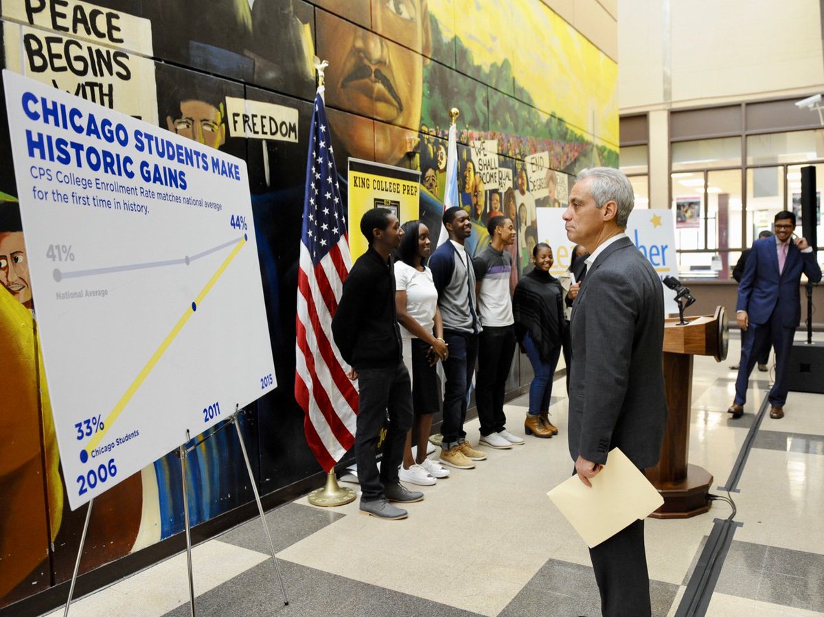 MayorRahm's tweet photo. We're closing the achievement gap and helping more @ChiPubSchools students take Advanced Placement and IB classes. @EqualOppSchools https://t.co/g3sYWeqkwB