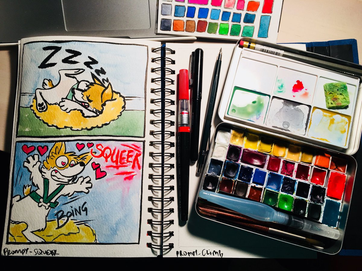 AnnimatedDragon's tweet photo. Inktober 2017 Day 26
#inktober2017 prompt: squeak. Inks- pentel brush pens &amp; watercolour https://t.co/uc1eWMHqCu