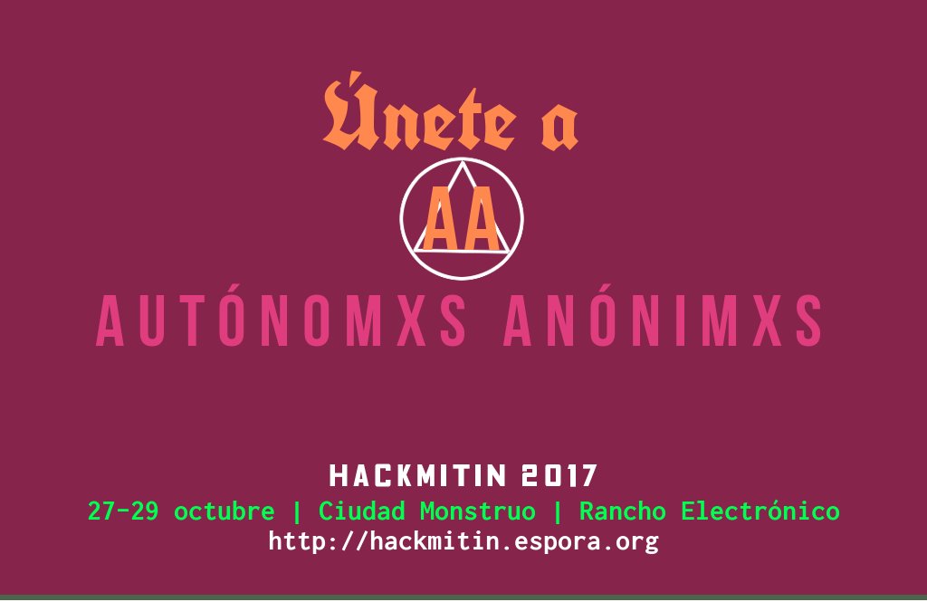 hackrancho's tweet photo. Mañana viernes inicia el #Hackmitin2017
#SoftwareLibre #Libertad #Tecnopolítica anti-sexista, anti-racista al ritmo de cucu #CumbiaChilanga https://t.co/3jjs5aRbQk