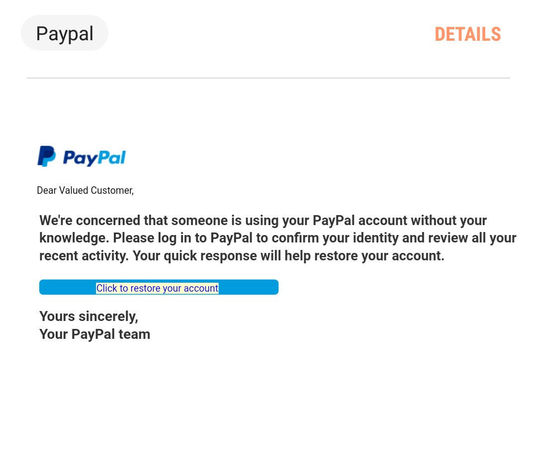 This is doing the rounds, it's very believable but be warned it's a SCAM do NOT press the link to update your details or password etc.👇⚠⚠⚠⚠⚠⚠⚠⚠⚠