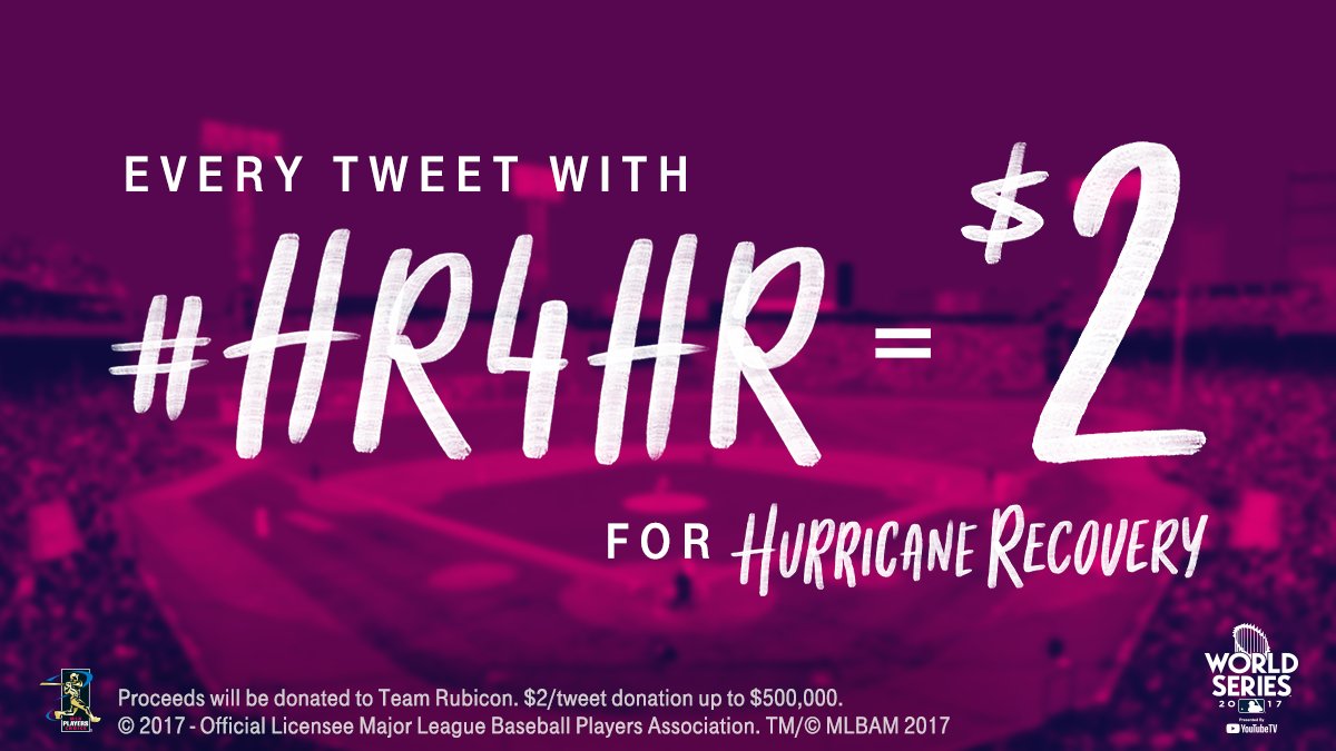 TMobile's tweet photo. Who’s taking it all this fall??

RT this post and tweet your World Series winner with #HR4HR and we’ll donate $2 to hurricane recovery! https://t.co/IW2Vx05MeX