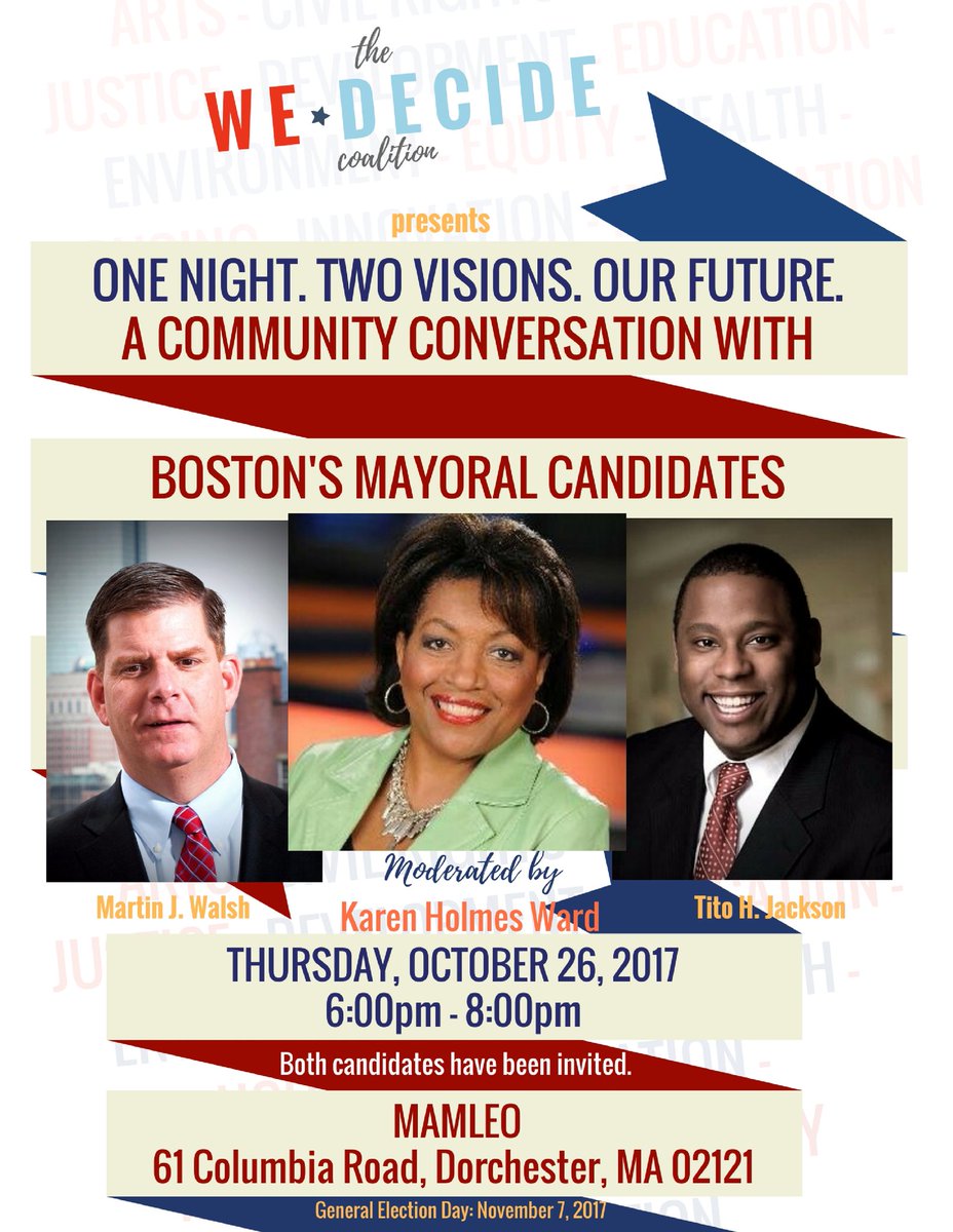 Please note the new location - thanks to <a href="/MAMLEO_MA/">M.A.M.L.E.O.</a>! #bospoli #bosmayor #Boston