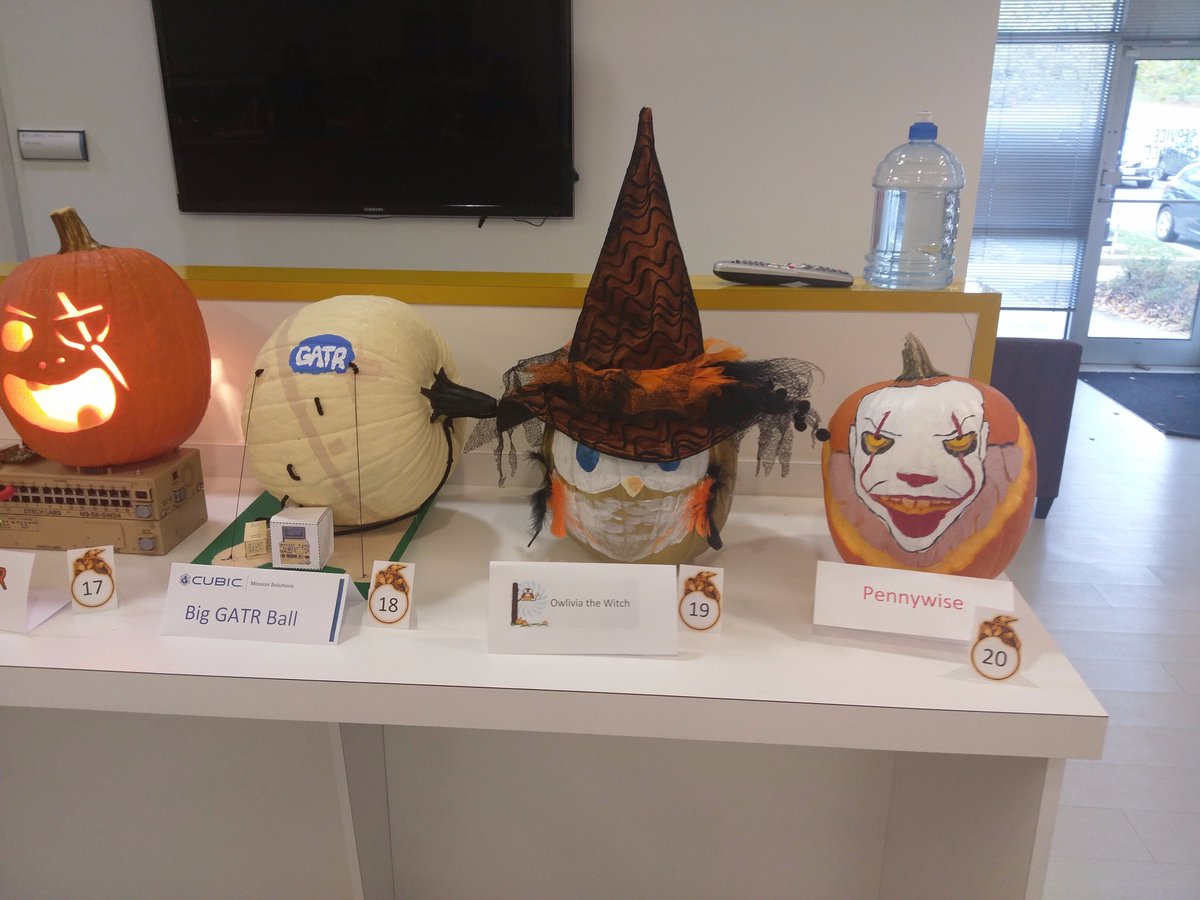 Cubic_MS's tweet photo. Itβs #NationalPumpkinDay! In spirit of Halloween, our DTECH and TeraLogics teams held a pumpkin carving contest!#CubicDTECH #CubicTeraLogics https://t.co/9JNa4mR6Tv