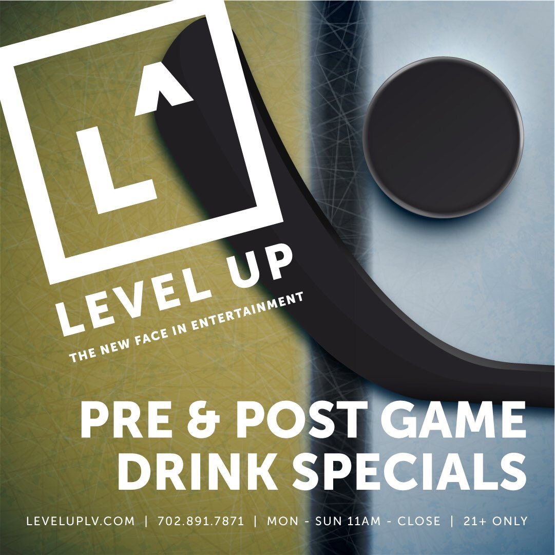 leveluplasvegas's tweet photo. Join us tomorrow night at the @MGMGrand before &amp; after the @GoldenKnights
game against the @Avalanche 
&amp; enjoy premium drink specials. https://t.co/PA9On2MSHR