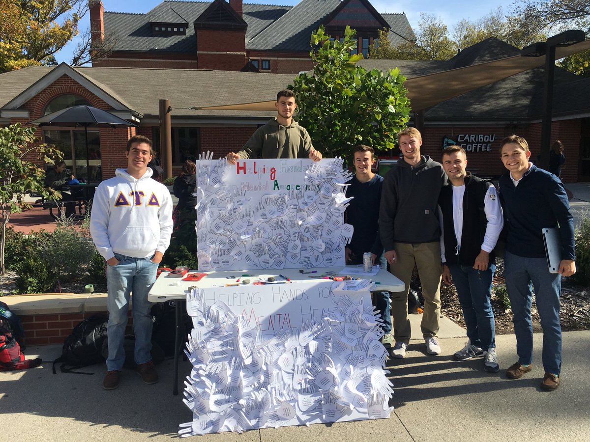 ISUDelts's tweet photo. Today our brothers, along with @AXO_DeltaNu, raised awareness for mental health by having students sign a “helping hand”. @DeltaTauDelta https://t.co/JgreFimmt2