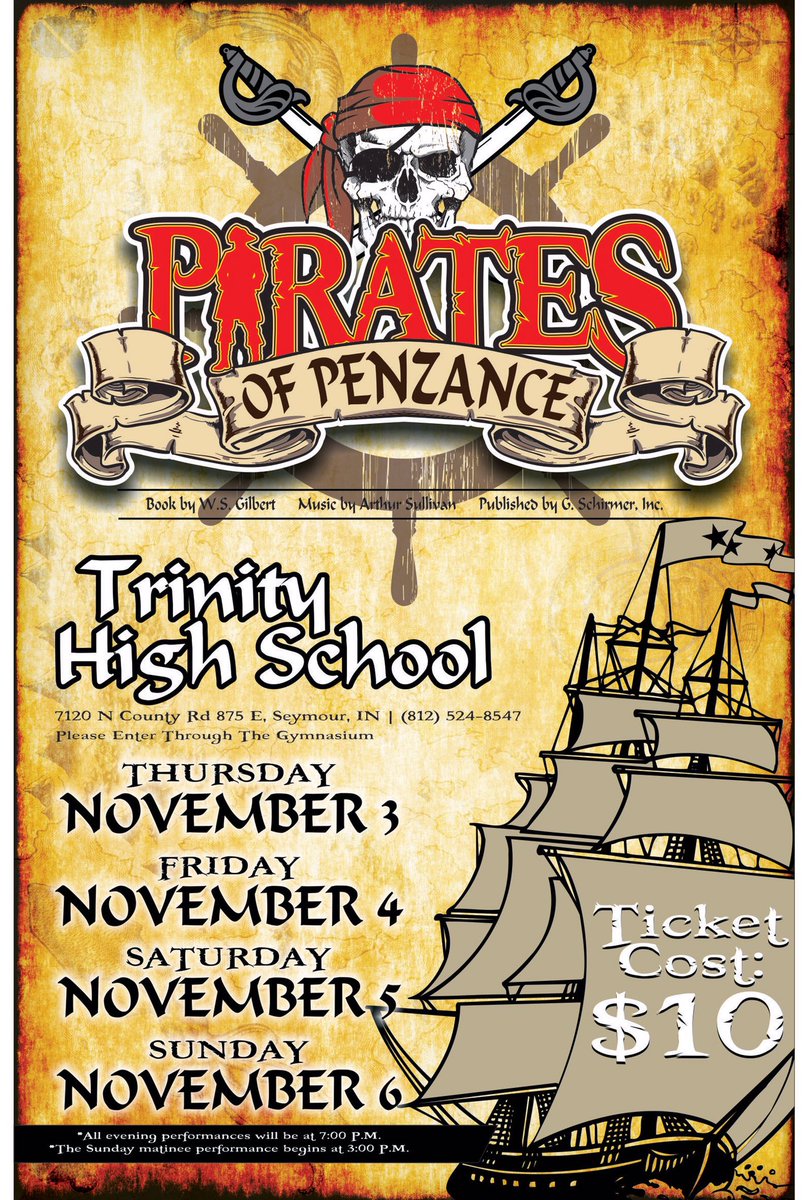 trinityluthhigh's tweet photo. Please share: Opening Night is in one week! Tickets for all shows still available in the office. Come see our Pirates take the stage! #TLHS https://t.co/AmZswo3m2Z