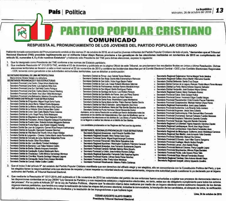 ArturoRosalesA's tweet photo. #CongresoNacional #PPC2017 Este 16 y 17 de Diciembre a
elegir a nuevas autoridades nacionales para el periodo 2017-2021, ¡¡Viva el PPC!! https://t.co/l1bpGB0rIZ