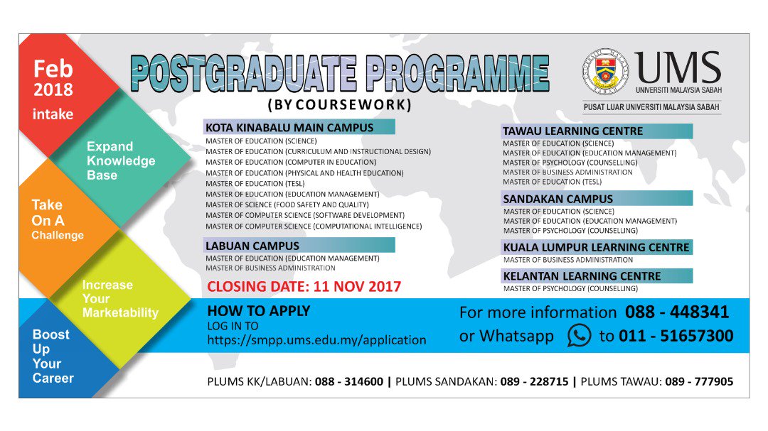UMS tawar Program MBA &amp; Sarjana Pendidikan(Pengurusan Pendidikan) di LABUAN. Layari plums.ums.edu.my <a href="/LabuanFT/">WP Labuan, Malaysia</a> <a href="/LABUANmy/">LABUAN Pearl of Borneo</a> @UmsKALtwt