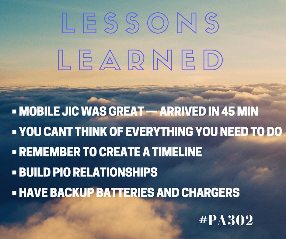 PIO_Joe's tweet photo. Last lesson from today for PIOs comes from Greg Meyer at @FLLFlyer after the shooting there in January 2017 #PA302 https://t.co/GWsG4VKLu7