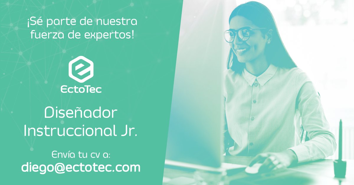EctoTec's tweet image. ¡Únete al equipo #EctoTec! Solicitamos #DiseñadorInstruccional Jr. Envía #CV a diego@ectotec.com o vía WA al 81 8018 4233 #Empleo #NuevoLeón