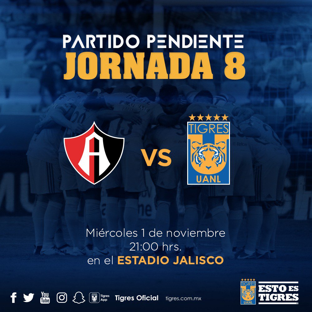 TigresOficial's tweet photo. Reprogramación del partido pendiente de la jornada 8. https://t.co/4oKubKdC34