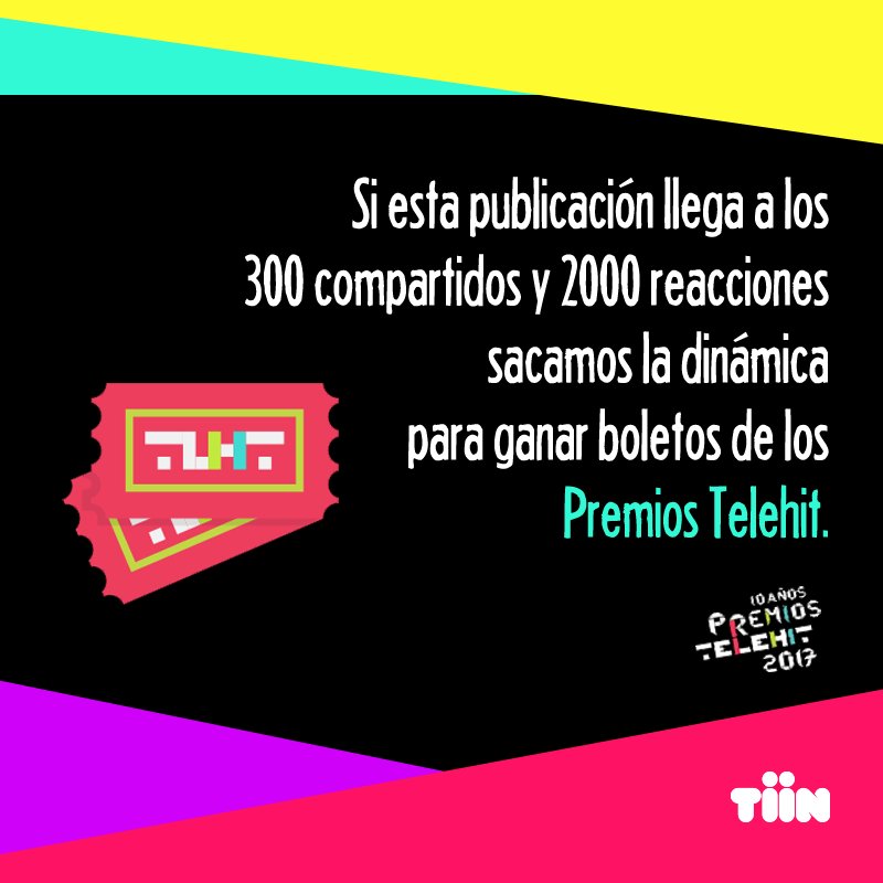 Demuéstranos que quieres ir a los #PremiosTelehit ¡Corre al facebook de Tiin! 🙌🎟️🎟️✨