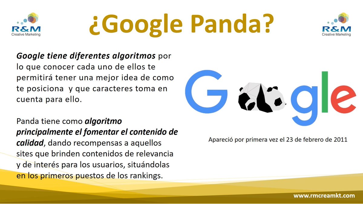 rm_creamkt's tweet photo. #Google #Panda un algoritmo que toda persona que posee un site debe conocer para optimizar su site.
https://t.co/cMByOwFjRU
FB: @rmcreamkt https://t.co/ltNJlT42Bo