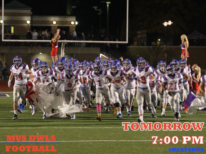 OwlBuzz's tweet photo. MUS takes on CBHS in just over a 24 hours. Prepare for cold and rainy weather. Go, Owls! #beatcbhs https://t.co/t9axpf2cEl