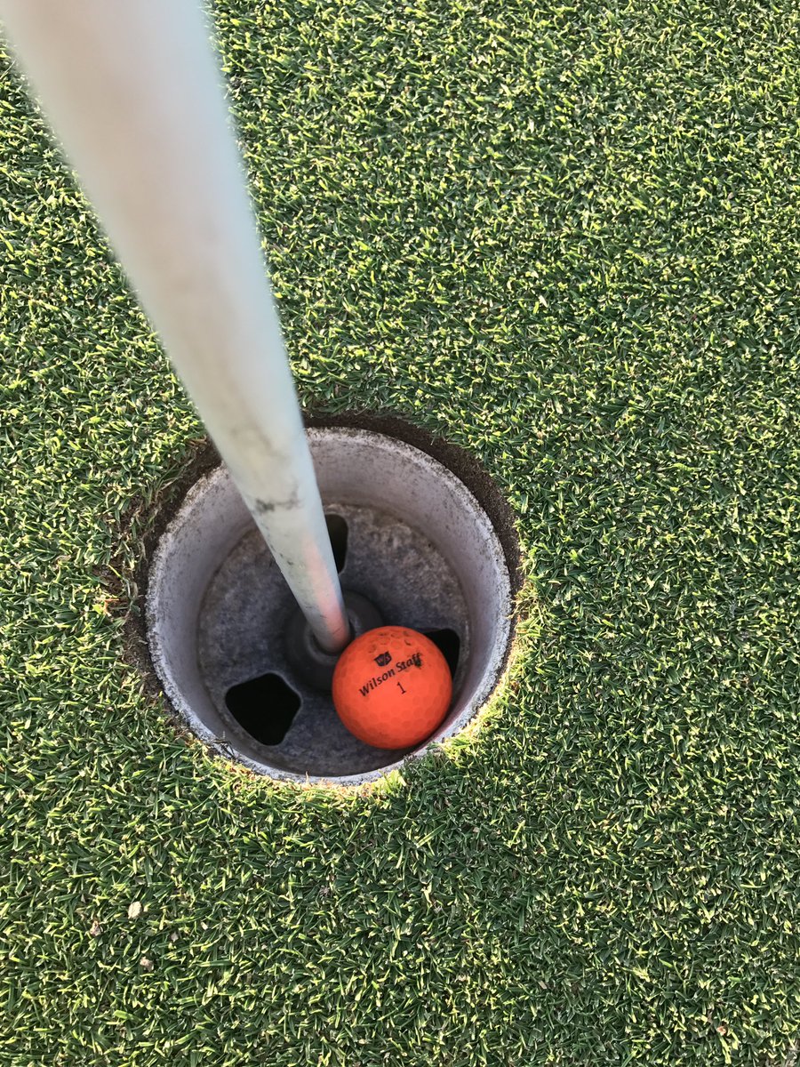 HAPPYGOLFPUG's tweet photo. Hey @WilsonDUOMan testing complete! Holed out for a two on 18 today to shoot even par w/ new @WilsonGolf Staff Duo optix orange. #longsoft https://t.co/9hHj6Pml84