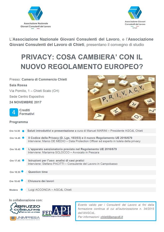 AGCDLChieti's tweet photo. #savethedate 24 NOVEMBRE 2017 c/o @ChietiCamCom  prenotazione obbligatoria! Per ulteriori info contattateci!!! https://t.co/zkE6pqzg65