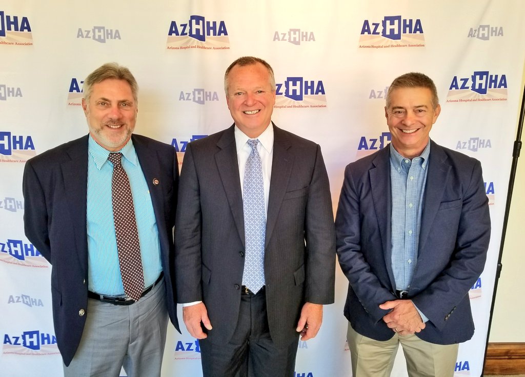 azhospitalassn's tweet photo. .@HFMAFifer with our CEO @GregVigdor and COO @jimhaynes986 after a provocative presentation about #Healthcare #consumerism at #Azhha2017 https://t.co/jsoSgEcY6O
