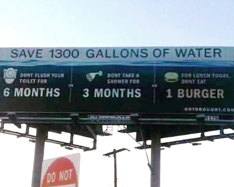 ES_Entrepreneur's tweet photo. Awesome billboard &amp; important message @gotdrought 
#GoVegan 💚💚💚💚 https://t.co/5yHKLWQrFb