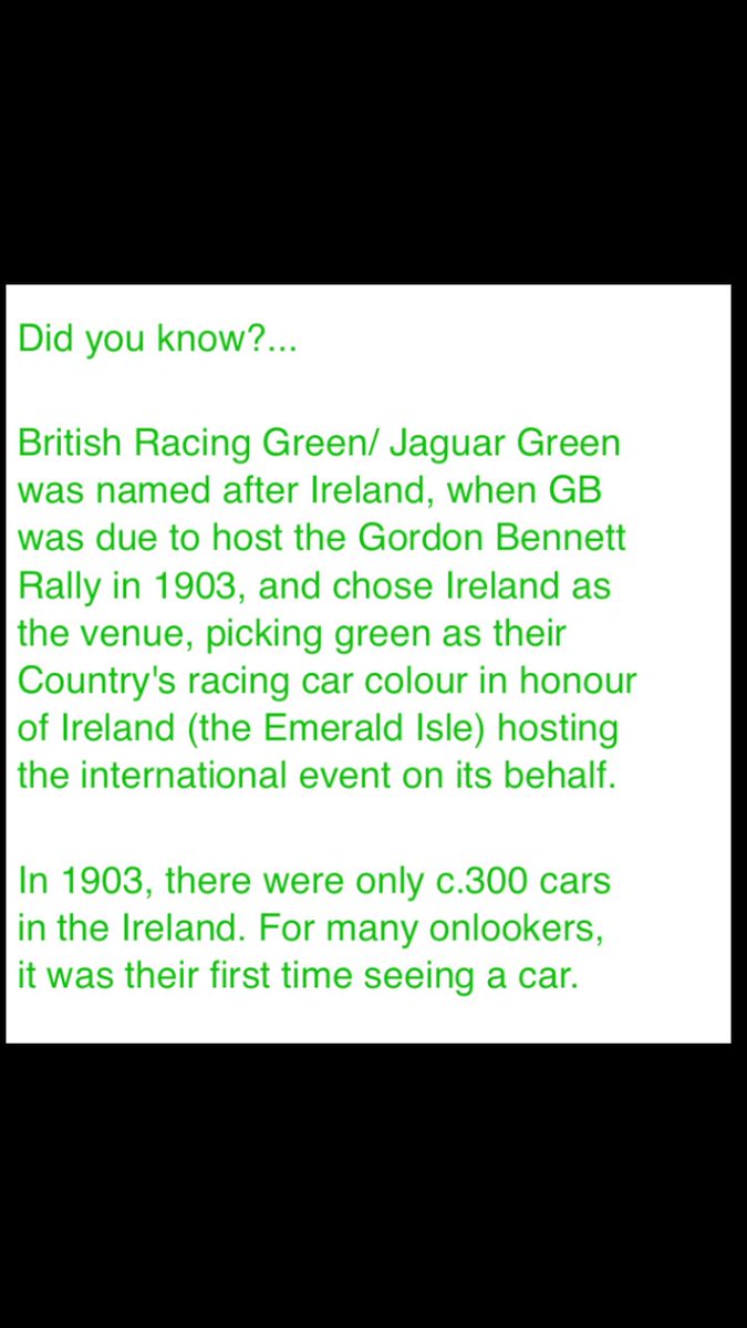 Did you know... British Racing Green/ Jaguar Green was named after Ireland? Here's the background...