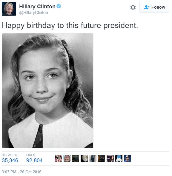 One year ago, Hillary Clinton wished herself happy birthday \"to this future president.\" 