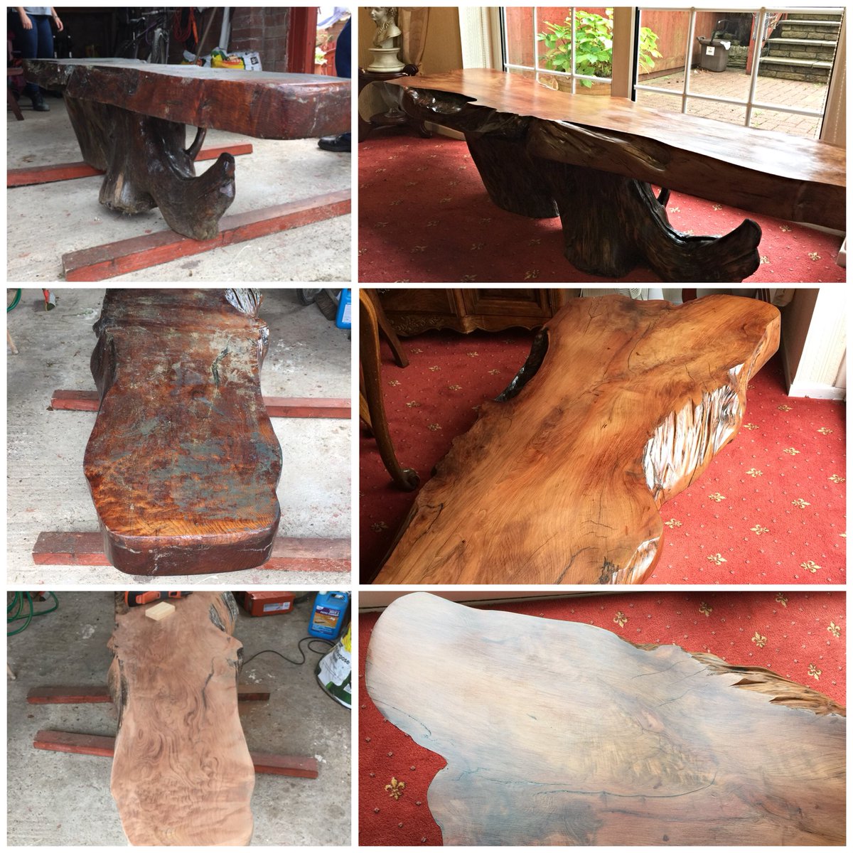 thefemcarpenter's tweet photo. All done with this lovely California Redwood Table #sandedback #revarnished #Ronsealvarnish #feinmultimaster https://t.co/mVmonAmZXF