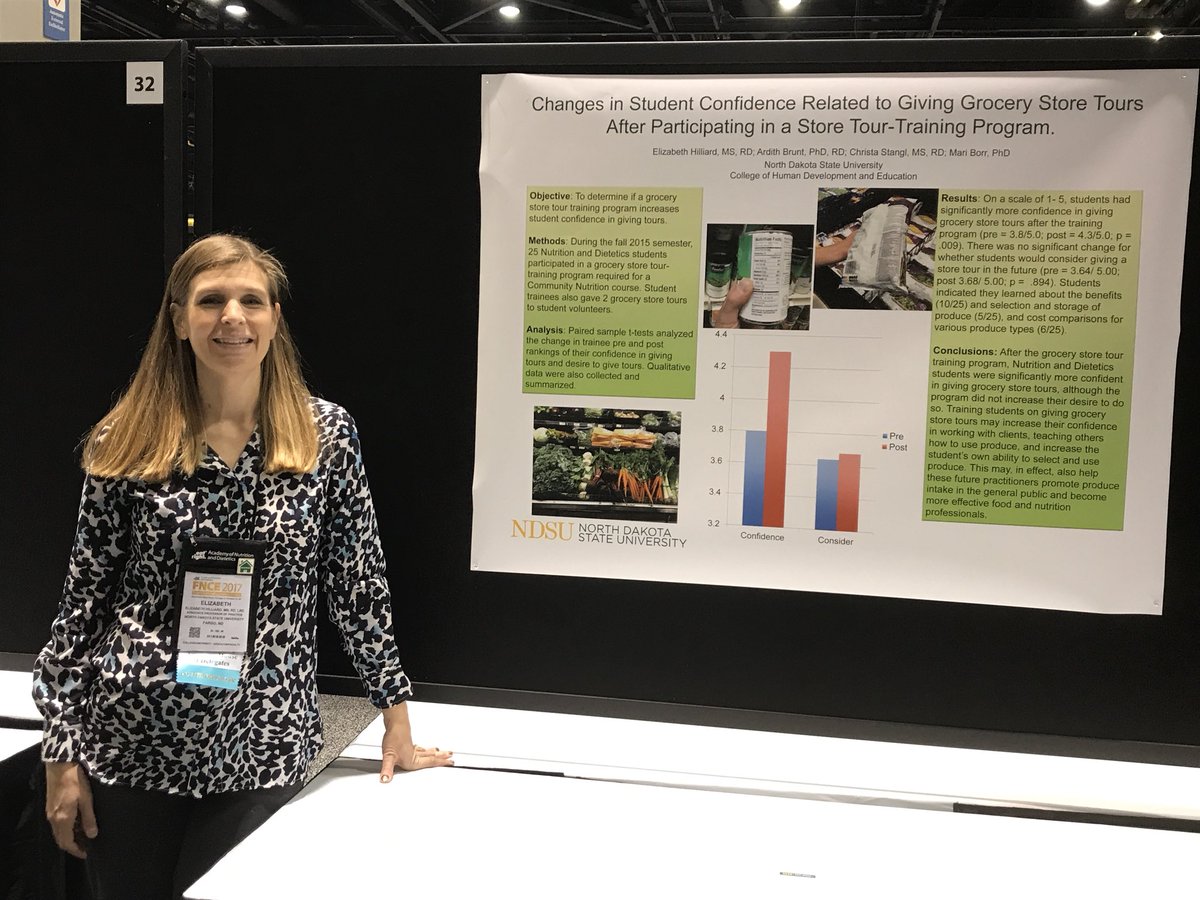 EatRightND's tweet photo. #NDAND member Elizabeth presented a poster at #FNCE ! The research focused on grocery store tours and student confidence ! #eatrightnd https://t.co/affiXRX5hK