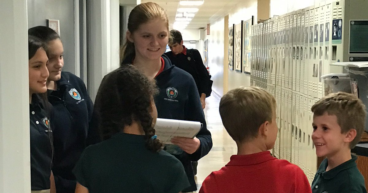 TGSyearbook's tweet photo. Yearbook students interviewing fourth graders during carpool. 

#interviewing #yearbook #yerd #journalism https://t.co/L3Lsa852UN