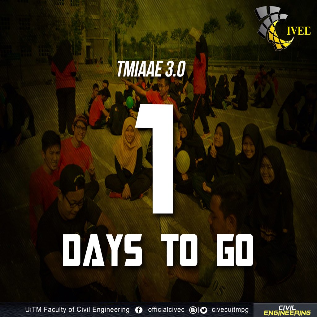 civecuitmpg's tweet photo. Jumpa esok guys! 7.30 pagi jepun eh. Jangan lupa kejut member2 esok. #TMIAAE #civec #civildihati #uitmpg https://t.co/MXtwJdwfRY