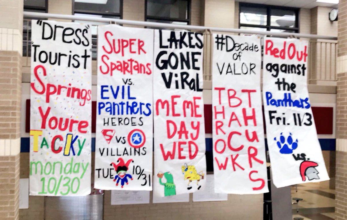 CyLakesCheer's tweet photo. here it is Spartans.. the dress up days for #HocoWeek17 https://t.co/WmjtiqyRDy