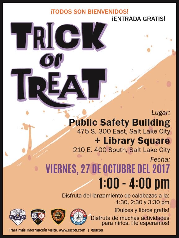 SLCgov's tweet photo. #SLC kicks off the #HalloweenFunFest tomorrow from 1-4 p.m. at the Public Safety Building, 475 S. 300 E. Join the fun. The event is free and open to the public. https://t.co/byXzukRbBr