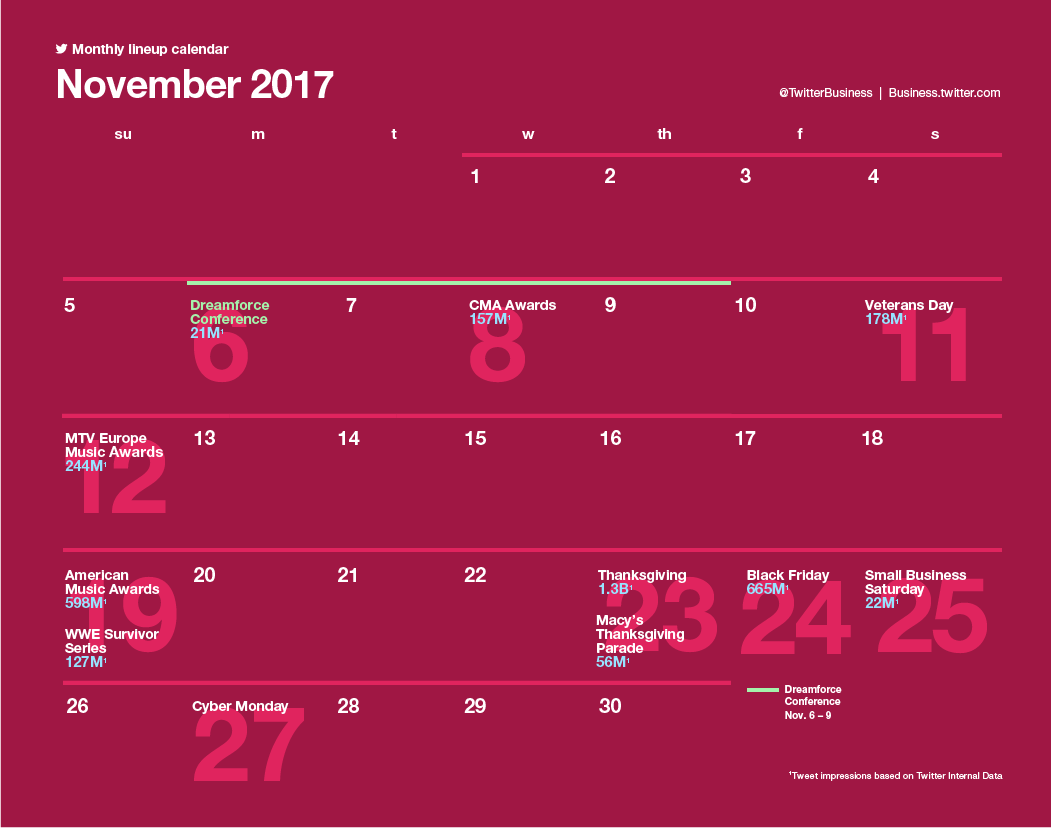 socialmedia2day's tweet photo. November is almost here! Check out Twitter's Major Events Calendar for your strategic planning https://t.co/lVM5tOaaEP #socialmediamarketing https://t.co/kkIgxY2MTX