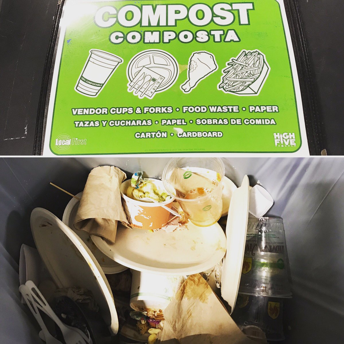 HighFiveProgram's tweet image. A HUGE Thank You to the @localfirst Vendors for providing exclusively #compostables at #forkfest2017! 💚 #ZeroWaste #lesstrashmorefun