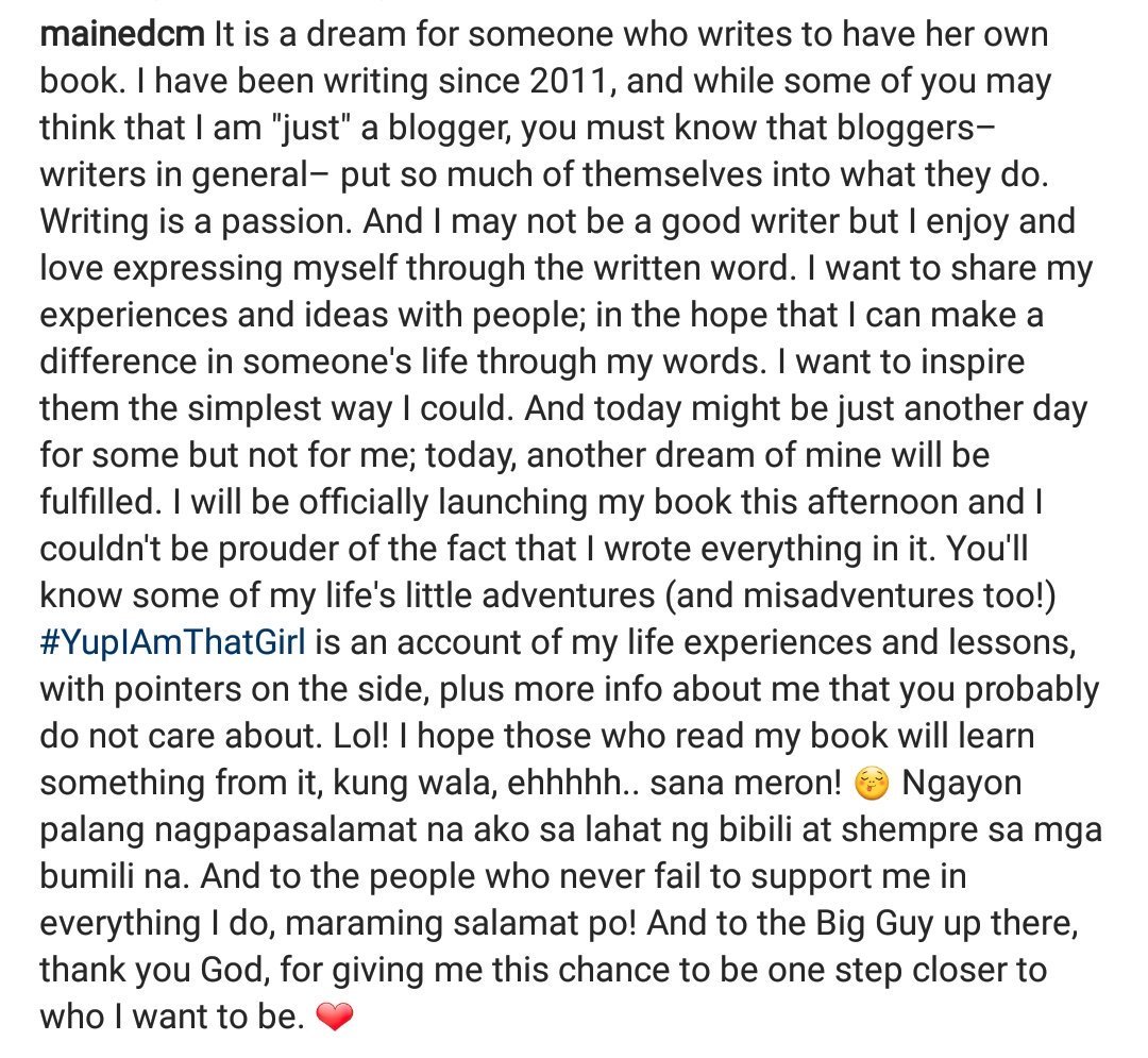 MAINEfinity_OFC's tweet photo. Proud of this girl @mainedcm π
Β© mainedcm | IG
#YIATGBookLaunch
#MaineXSummitBooks
#YupIAmThatGirl #MaineMendoza https://t.co/gQcLgJ2cqP