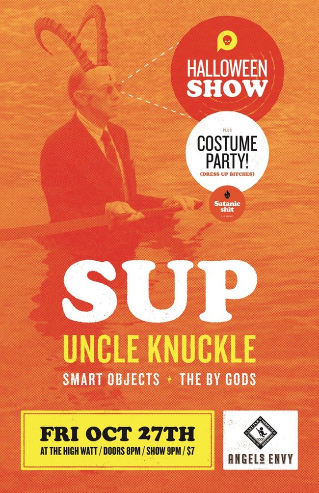 thehighwatt's tweet photo. TONIGHT: @SUPisaband with Uncle Knuckle, Smart Objects , and @TheByGods // Doors 8pm // Show 9pm // 18+ // $10 https://t.co/QuwZhFhxsf