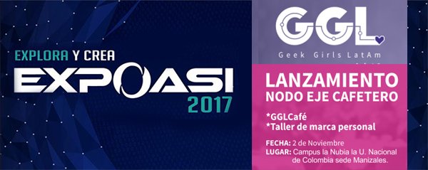 #Lanzamiento nodo <a href="/GeekGirlsLatam/">Geek Girls LatAm 💜</a> Eje cafetero en <a href="/ExpoASI/">#Expoasi2019</a>
Inscripciones en: geekgirlslatam.org/nodo/eje-cafet…
