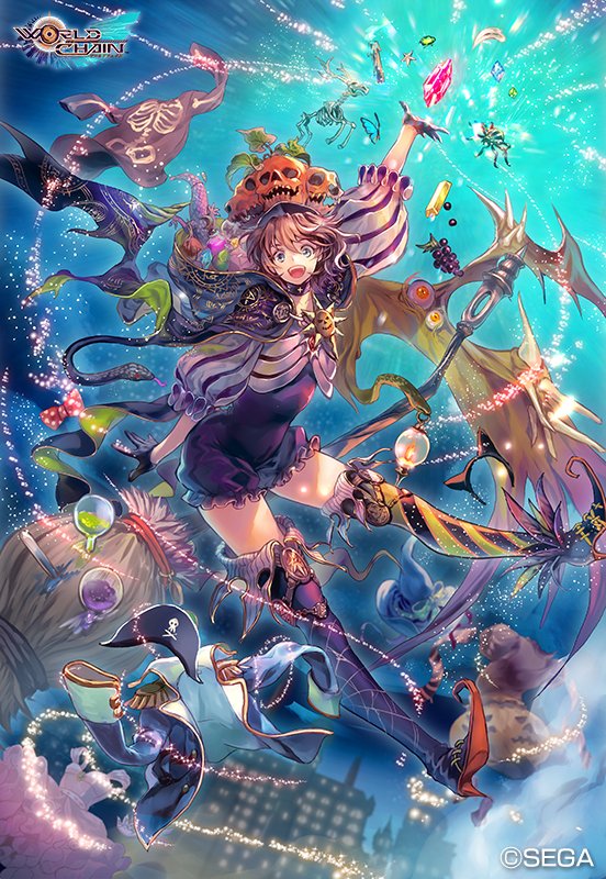 worldchain_PR's tweet photo. ペレネレ・フラメル
「みんな楽しそうだねー……ハロウィン？お化けのお祭りなんだ！」
「でも、ウチお化けは信じてないからな～」
「ふふっ、それじゃあ、フラメル流のハロウィンで楽しんじゃおっか！」
「デ・ボンボン・ウ・アン・ソーール！！お菓子くれないと魔法かけちゃうぞ！」 #ワーチェ https://t.co/16vhf0UWMk