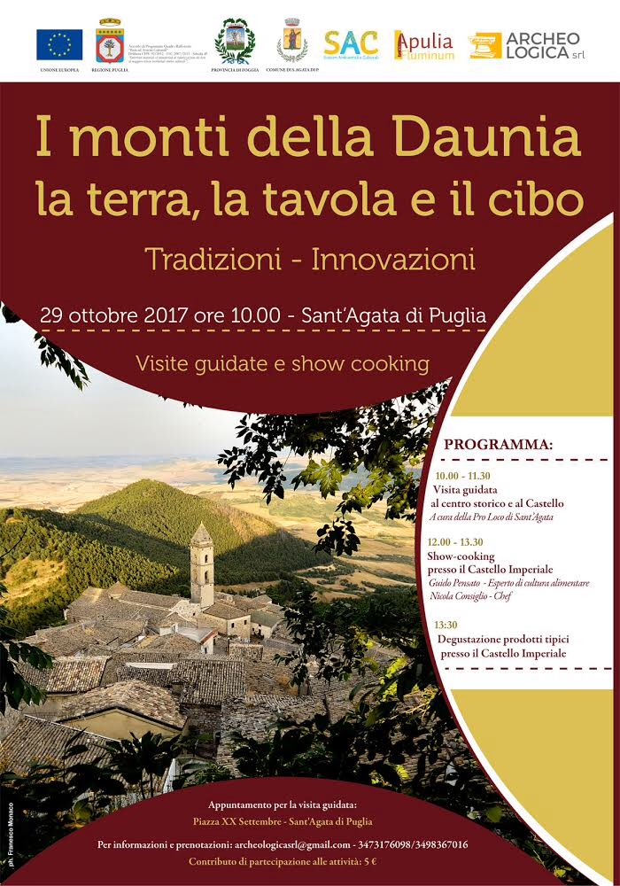ArcheoLogica's tweet photo. Colori e sapori d’#autunno vi aspettano questo #weekend a Sant’Agata di #Puglia con visite, #showcooking e degustazioni. Info in locandina https://t.co/Xpj6PQdqdC