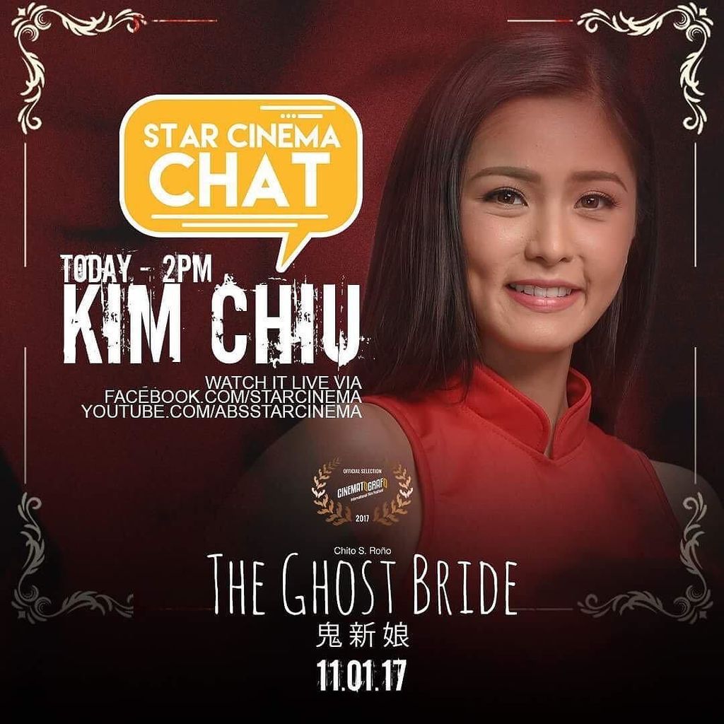 StarCinema's tweet photo. Live na live makikipagkwentuhan sa atin ang ghost bride mamaya sa #SCchatwithKim 👰🏻 You can watch it on our FB page! #TheGhostBride https://t.co/SulCH2lUt7