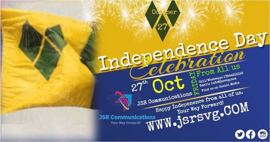 jsrsvg's tweet photo. Happy Independence #SVG #GodBlessOurHomeLand #iRep784 From #JSRCommunications #Your_Way_Forward! https://t.co/287Q6AvgNf