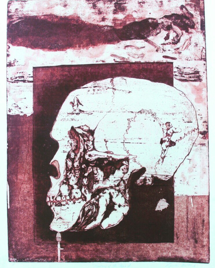 4thMeridian's tweet photo. If you look carefully, you’ll see bodies in the skull. Ends Saturday Oct. 28. Check us out.
#skull #printmaking https://t.co/fZZIqZu8Lq
