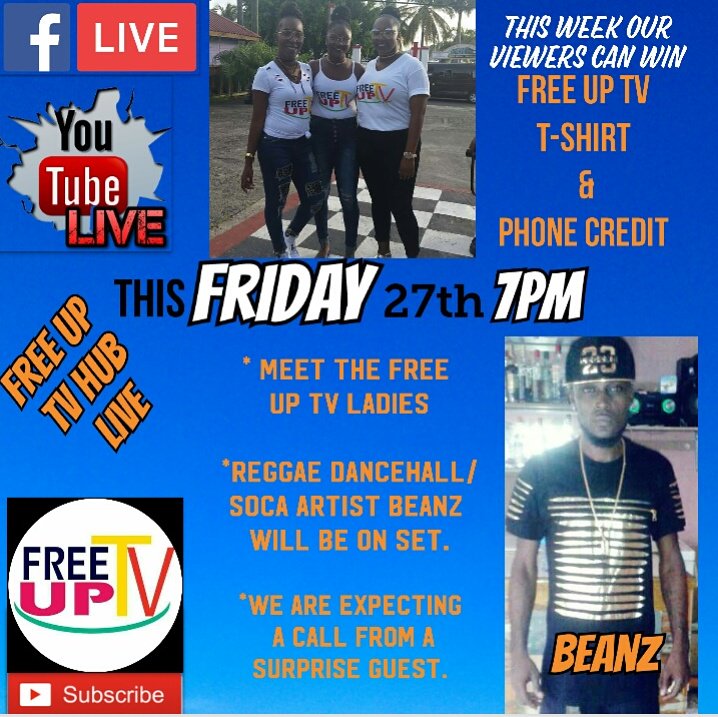FreeUpTvHub's tweet photo. Beanz Lawrence Live on Free Up TV hub LIVE tomorrow at 7pm and our Free Up TV 473 Girls will be on set ! ! Dont Miss it right here.. https://t.co/lYwtClmA5E