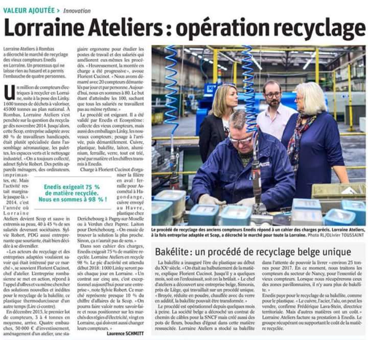 [#Ess - Recycler] <a href="/lerepu/">Le Républicain Lorrain</a> : La #Scop Lorraine Ateliers (57) décroche le contrat de #recyclage des anciens #compteurs <a href="/Enedis/">Enedis</a> cc @les_scop >