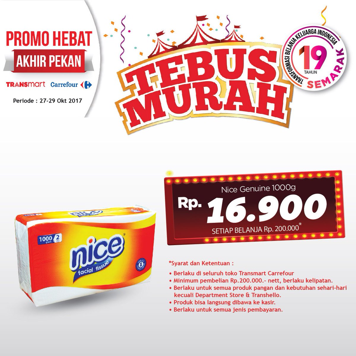 Transmart_IND's tweet photo. TEBUS MURAH Kecap Sedaap 600ml / Tisu NICE 1000gr tiap belanja Rp 200.000 di #PromoHebatTransmart Carrefour. Klik https://t.co/BweMU7Kwwk https://t.co/0UBYe1sKqw