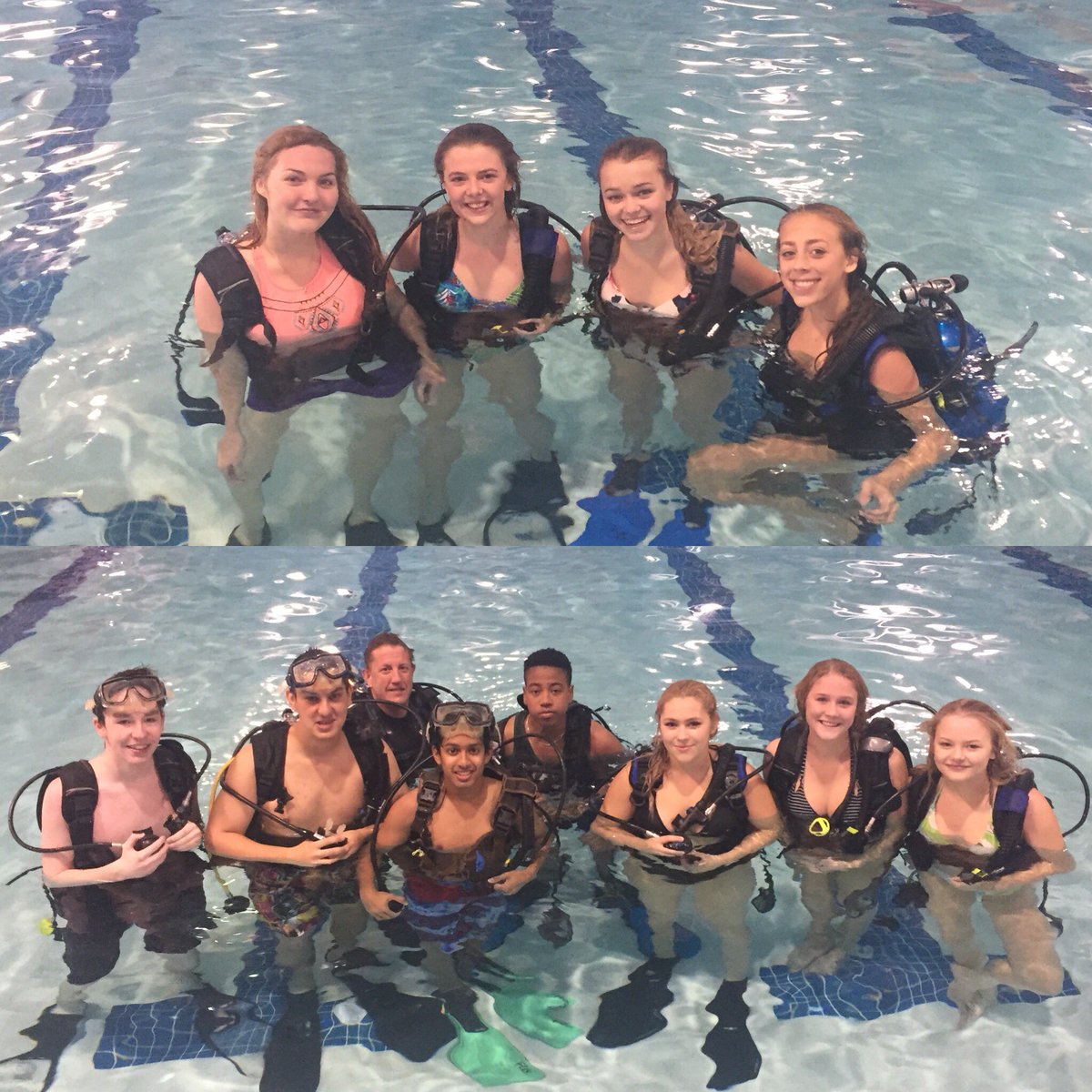MrSpelayYRHS's tweet photo. PE 20 finishing off out Scuba diving for the week. Thanks to Kevin and Discover Scuba for coming in from Regina. #yrhs https://t.co/aU8acIJi1V