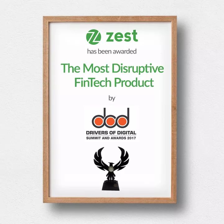ZestMoney's tweet photo. We are thrilled to announce that we've been awarded "Most Disruptive FinTech Product" by Drivers of Digital Summit & Awards! #dodawards2017 https://t.co/2KnLIVazo7