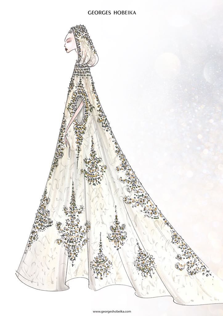 GeorgesHobeika's tweet photo. GEORGES HOBEIKA designed a one-of-a-kind, hooded cape made of beige lace &amp; embroidered with 75K Swarovski crystals #Sparklingcoutureinfinity https://t.co/pBBTAEshtQ